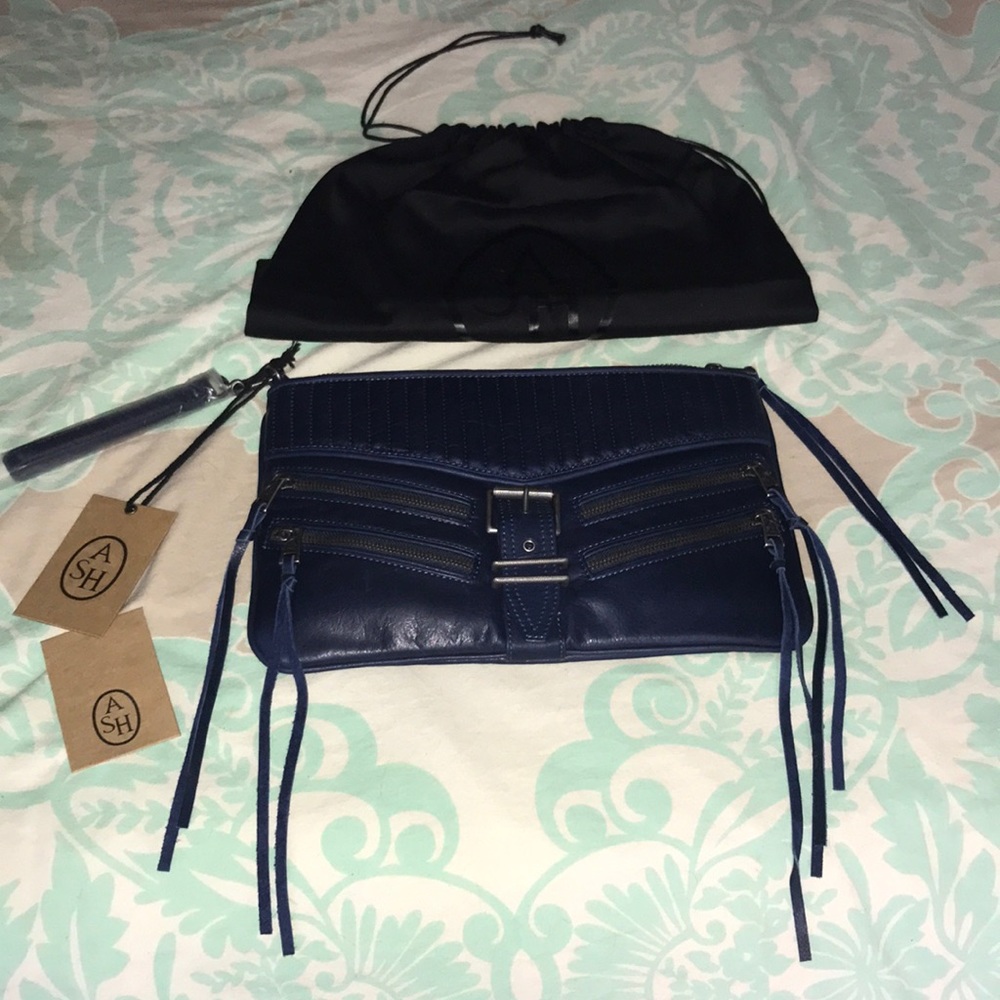 Ash Trix Indigo leather clutch